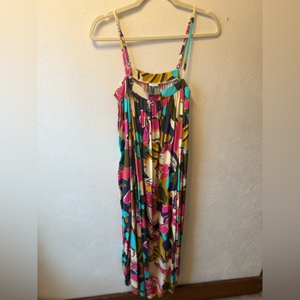 LASCANA Floral Maxi Dress Boho Fall Spaghetti Strap Flowy Viscose Womens Size 2 - Picture 3 of 8